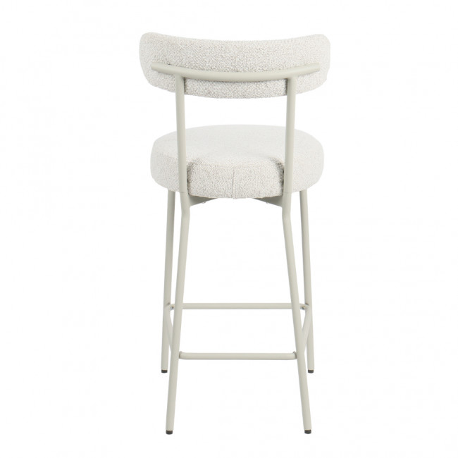 Badalona - Tabouret de bar en tissu bouclette pieds beiges H65cm