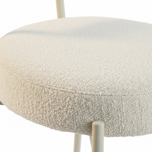 Badalona - Tabouret de bar en tissu bouclette pieds beiges H65cm