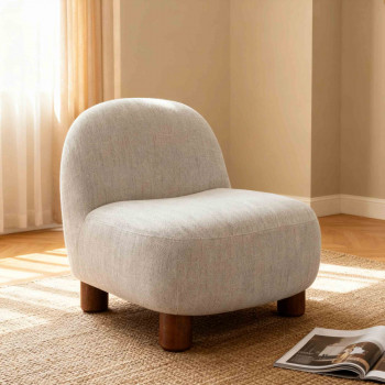 Aren - Fauteuil en tissu chenille et bois