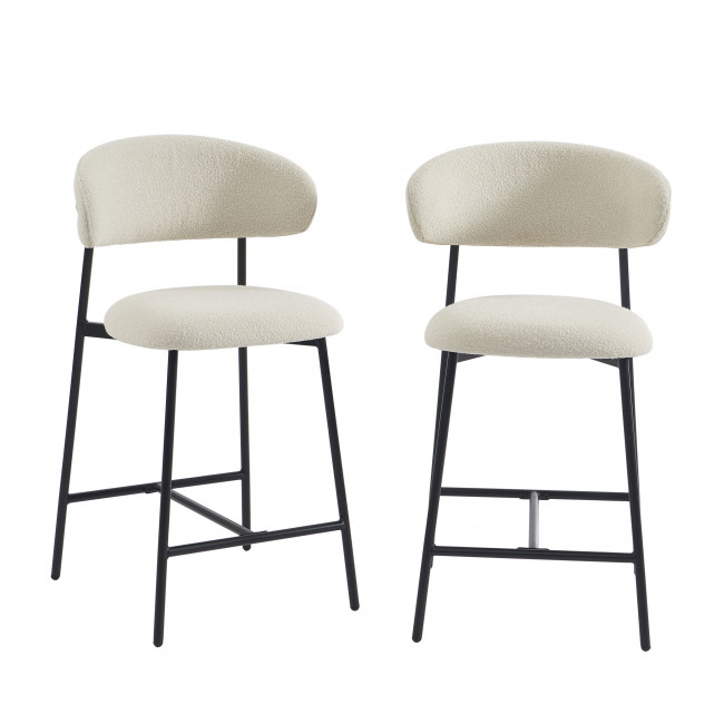 Manel - Lot de 2 tabourets de bar en tissu et métal H66cm