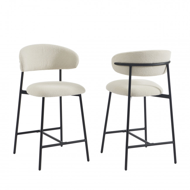 Manel - Lot de 2 tabourets de bar en tissu et métal H66cm