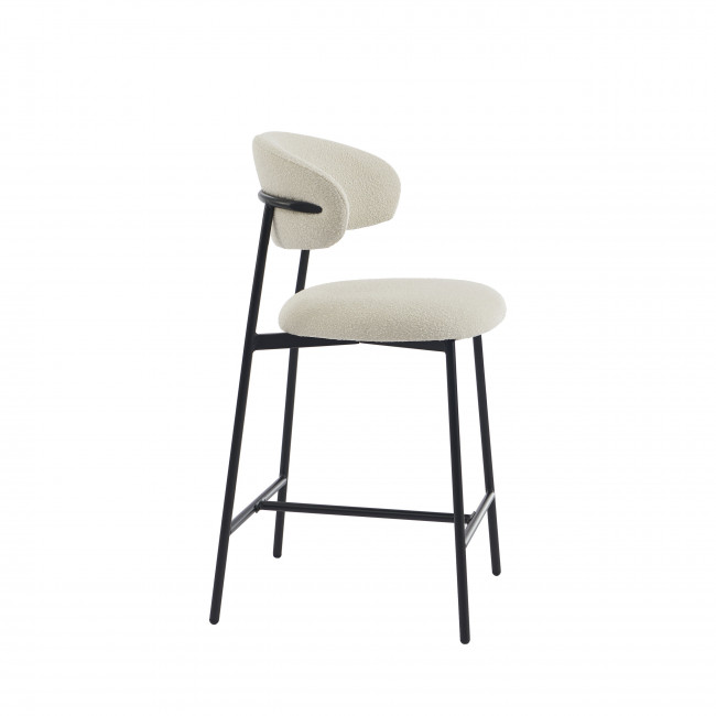 Manel - Lot de 2 tabourets de bar en tissu et métal H66cm