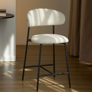 Manel - Lot de 2 tabourets de bar en tissu et métal H66cm