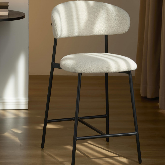 Manel - Lot de 2 tabourets de bar en tissu et métal H66cm