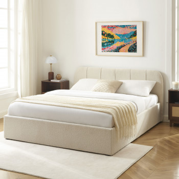 Carmen - Lit coffre en tissu chenille 160x200cm