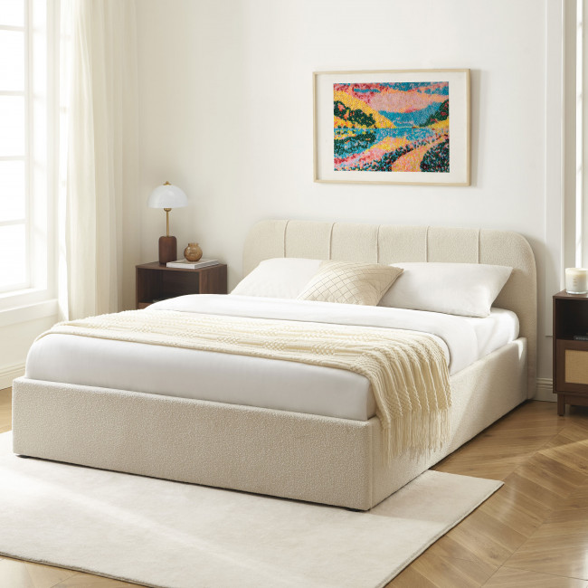 Carmen - Lit coffre en tissu chenille 160x200cm
