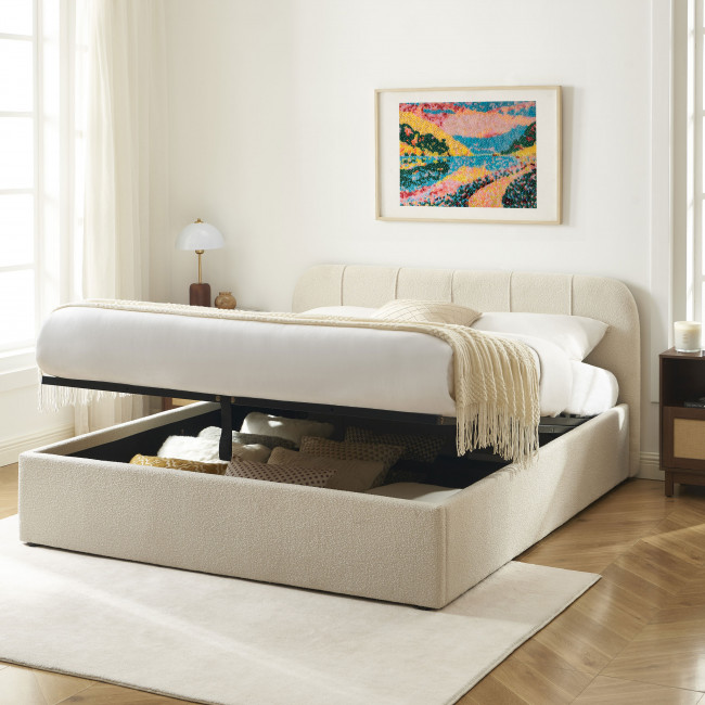 Carmen - Lit coffre en tissu chenille 160x200cm