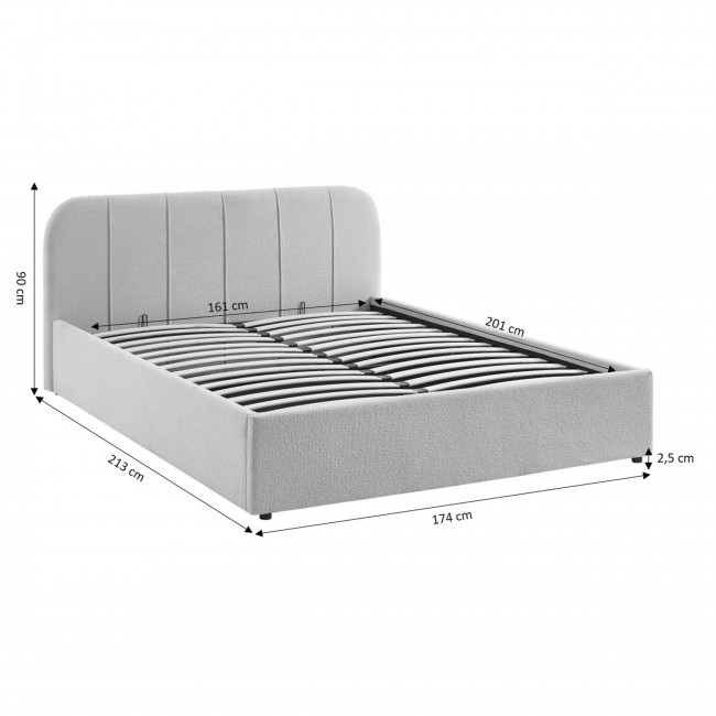Carmen - Lit coffre en tissu chenille 160x200cm