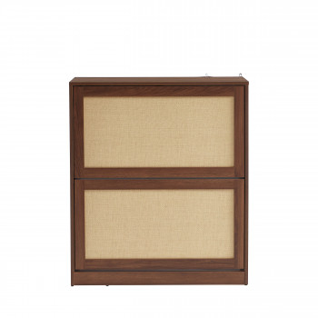 Estela - Meuble à chaussures 2 portes en bois et cannage L80cm