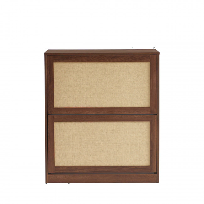 Estela - Meuble à chaussures 2 portes en bois et cannage L80cm