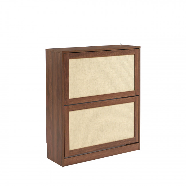 Estela - Meuble à chaussures 2 portes en bois et cannage L80cm