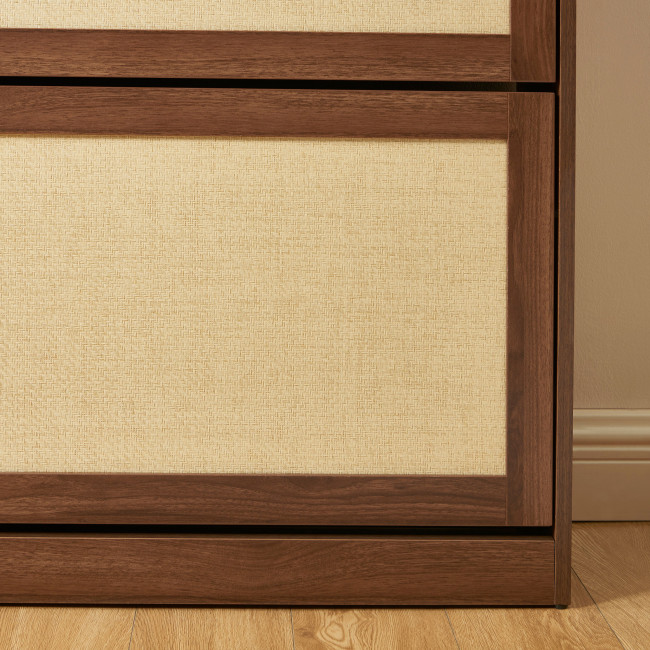 Estela - Meuble à chaussures 2 portes en bois et cannage L80cm