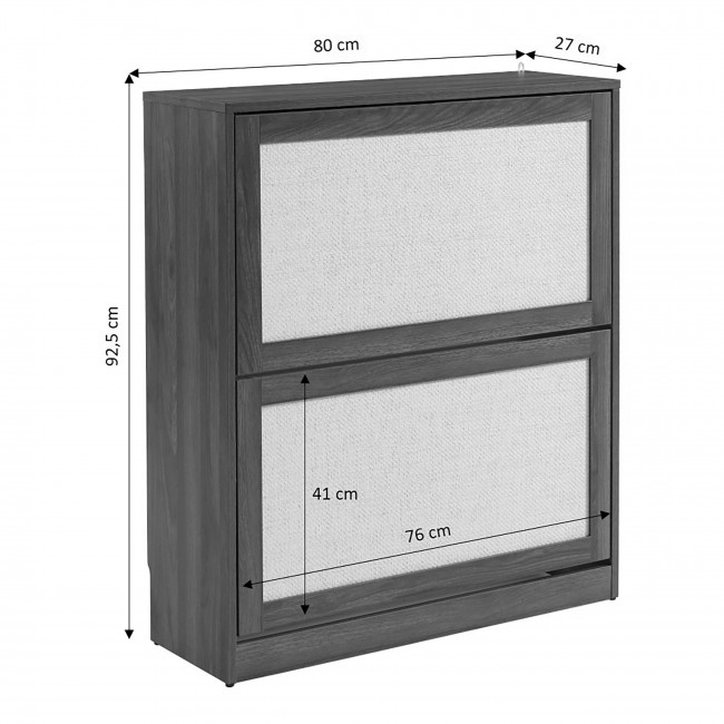 Estela - Meuble à chaussures 2 portes en bois et cannage L80cm