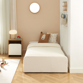 Leona - Lit enfant en tissu bouclette 90x190cm