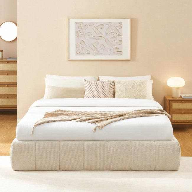 Romeo - Lit coffre en tissu chenille 160x200cm
