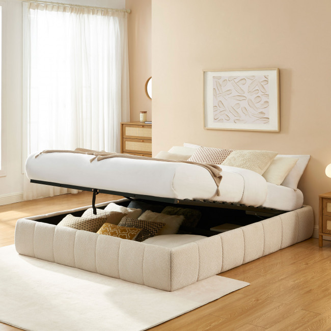 Romeo - Lit coffre en tissu chenille 160x200cm