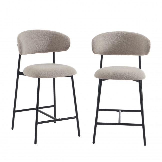 Manel - Lot de 2 tabourets de bar en tissu et métal H66cm