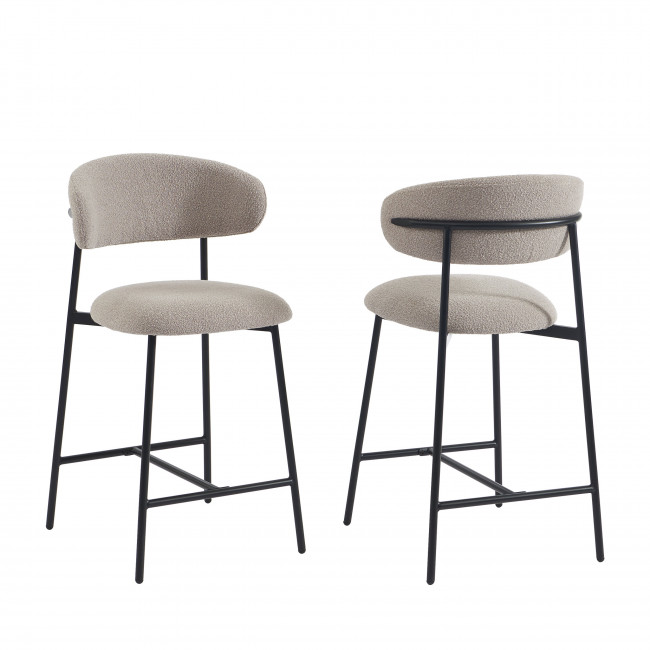 Manel - Lot de 2 tabourets de bar en tissu et métal H66cm