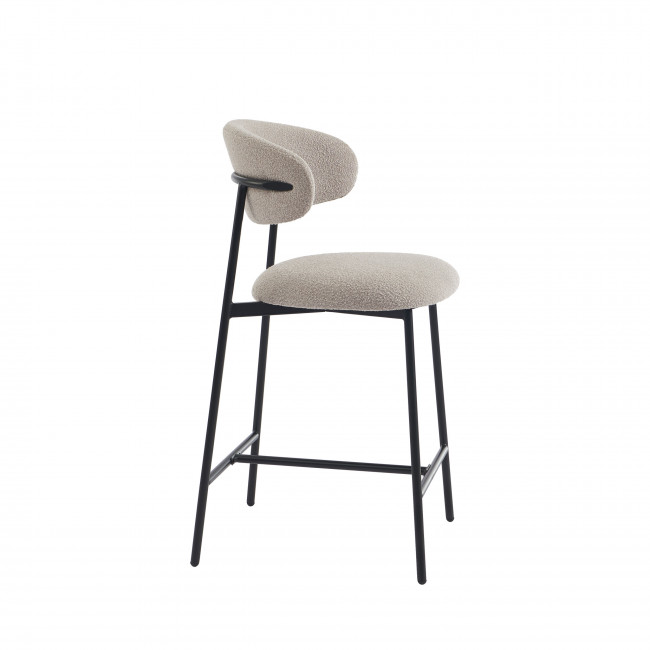 Manel - Lot de 2 tabourets de bar en tissu et métal H66cm