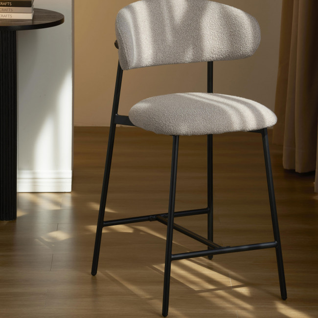 Manel - Lot de 2 tabourets de bar en tissu et métal H66cm