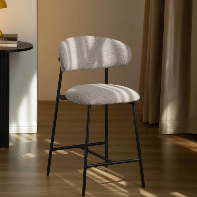 Manel - Lot de 2 tabourets de bar en tissu et métal H66cm