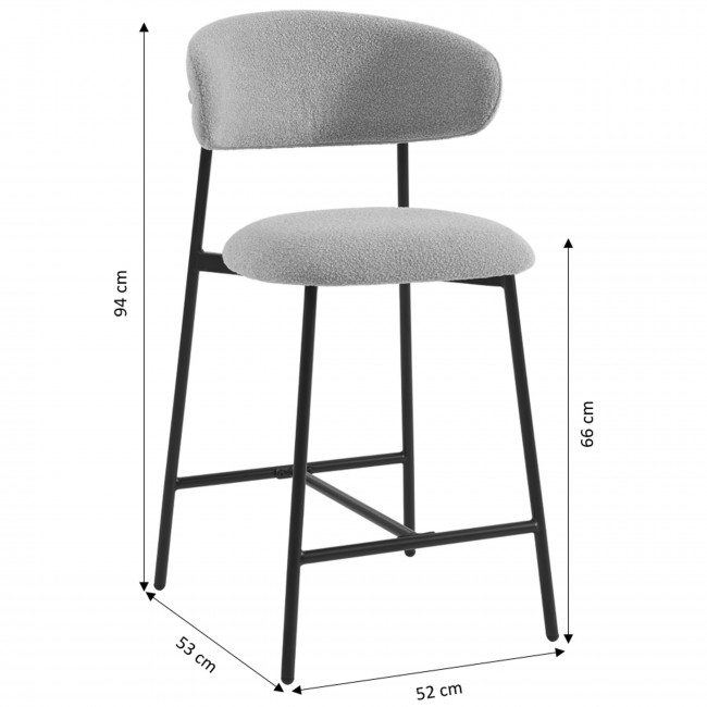 Manel - Lot de 2 tabourets de bar en tissu et métal H66cm