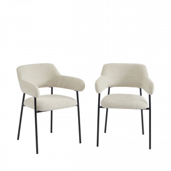 Celeste - Lot de 2 fauteuils de table en tissu et métal