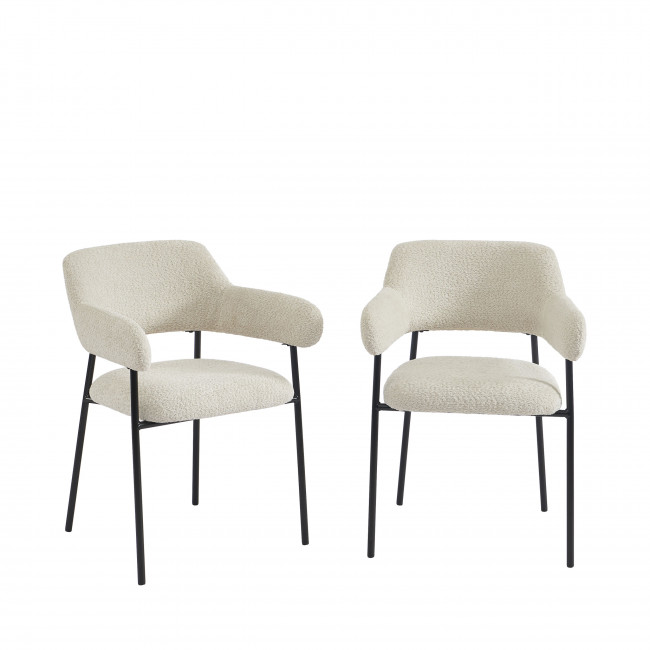Celeste - Lot de 2 fauteuils de table en tissu et métal