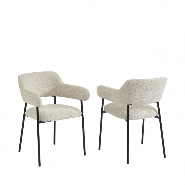 Celeste - Lot de 2 fauteuils de table en tissu et métal