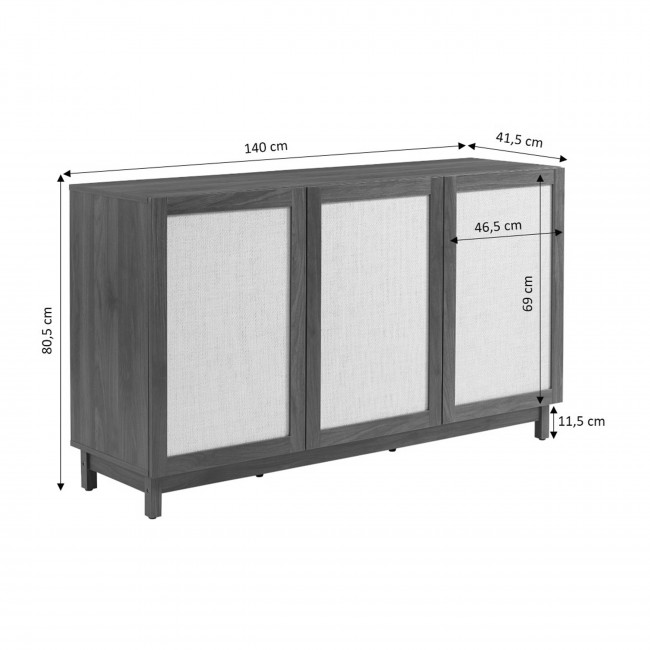 Estela - Buffet 3 portes en bois L140cm