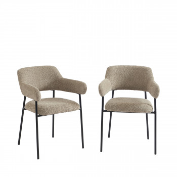 Celeste - Lot de 2 fauteuils de table en tissu et métal