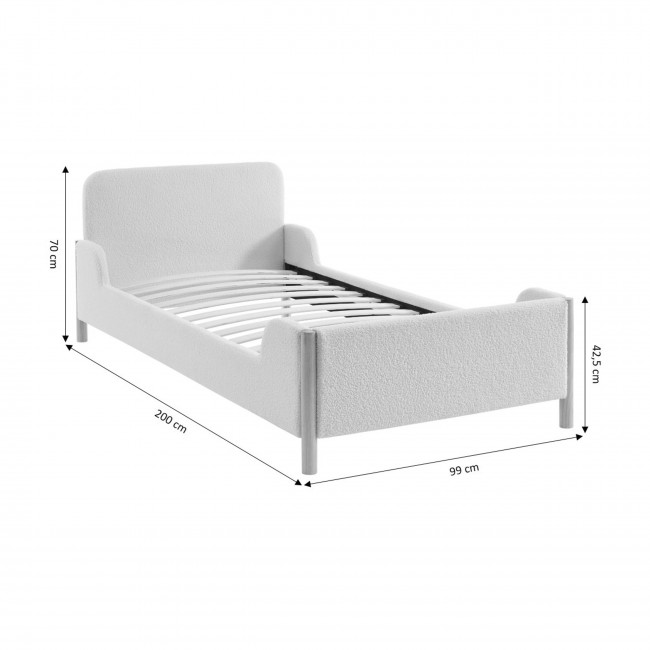 Lois - Lit enfant en tissu bouclette 90x190cm