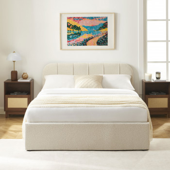 Carmen - Lit coffre en tissu chenille 140x190cm