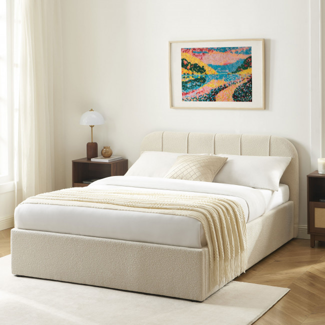 Carmen - Lit coffre en tissu chenille 140x190cm