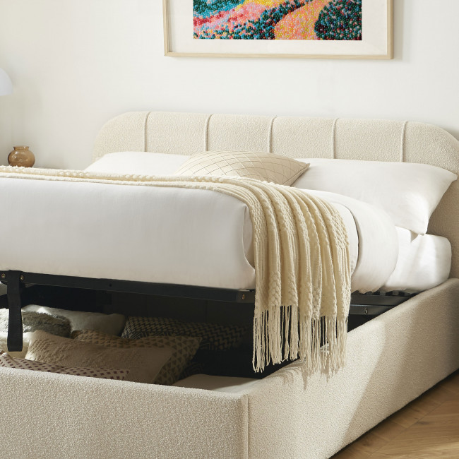 Carmen - Lit coffre en tissu chenille 140x190cm