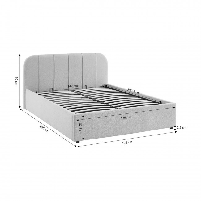 Carmen - Lit coffre en tissu chenille 140x190cm