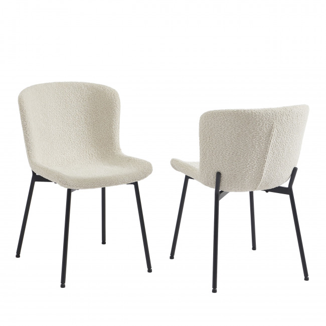 Zoe - Lot de 2 chaises en tissu et métal