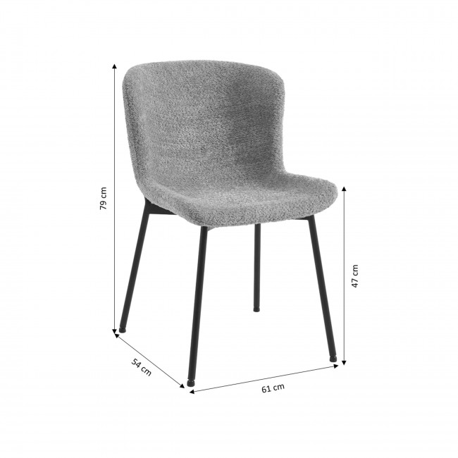 Zoe - Lot de 2 chaises en tissu et métal