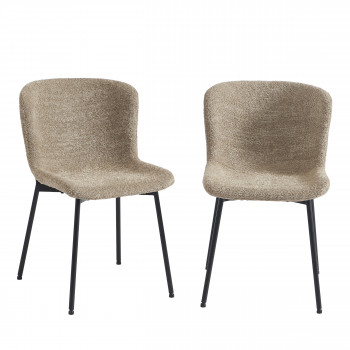Zoe - Lot de 2 chaises en tissu et métal
