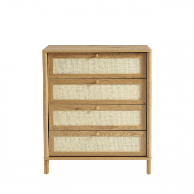 Iris - Commode 4 tiroirs en bois et cannage L80cm