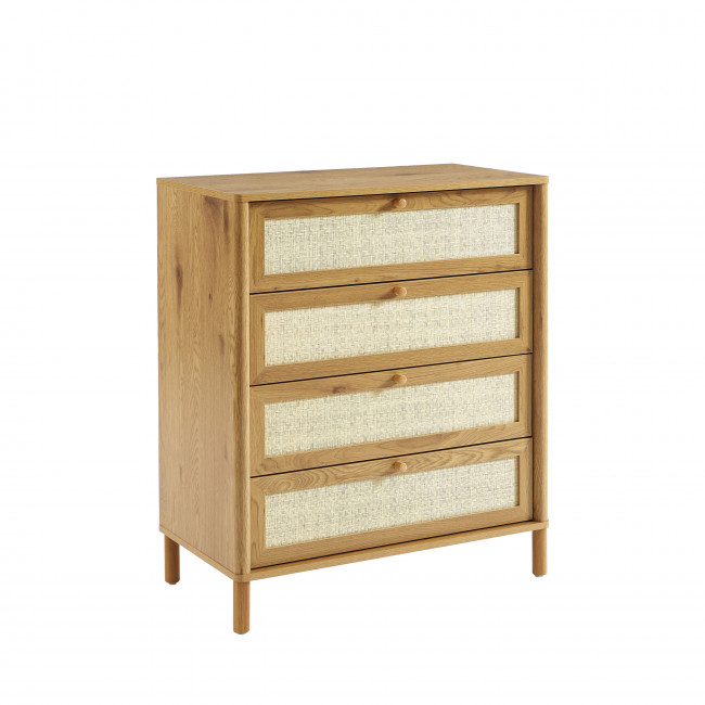 Iris - Commode 4 tiroirs en bois et cannage L80cm