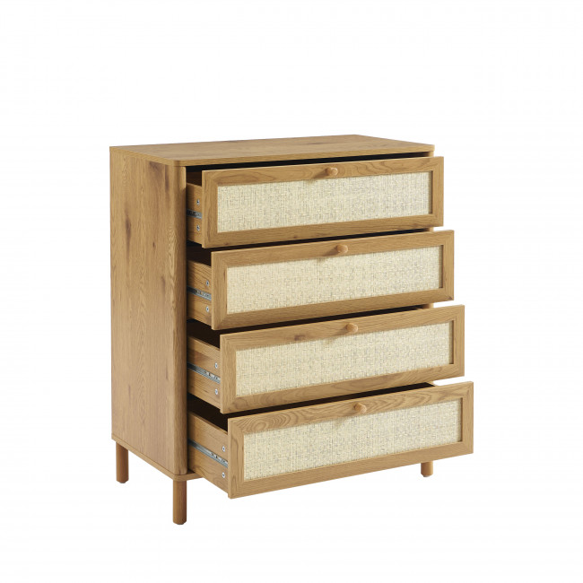 Iris - Commode 4 tiroirs en bois et cannage L80cm