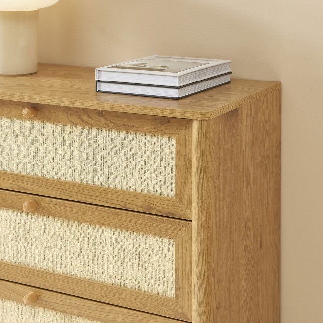 Iris - Commode 4 tiroirs en bois et cannage L80cm