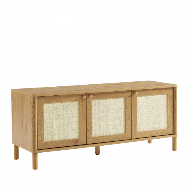 Iris - Meuble TV 3 portes en bois et cannage L120cm