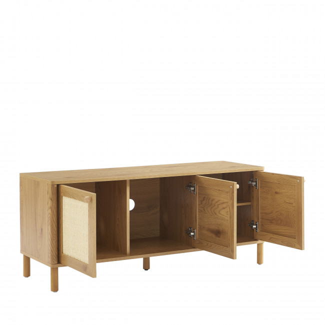 Iris - Meuble TV 3 portes en bois et cannage L120cm