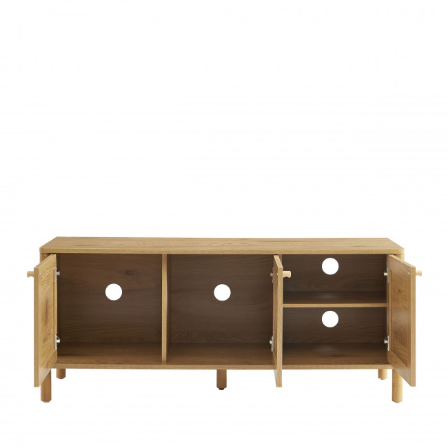 Iris - Meuble TV 3 portes en bois et cannage L120cm