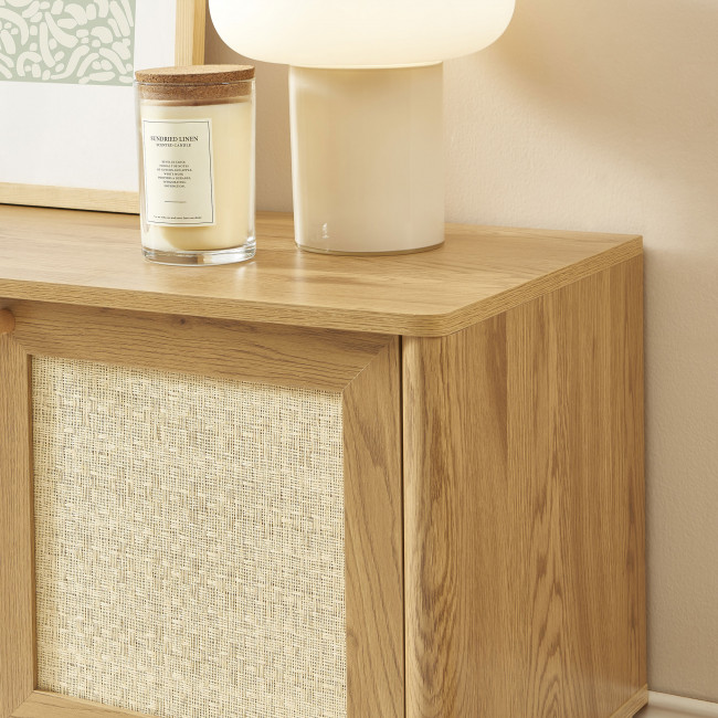 Iris - Meuble TV 3 portes en bois et cannage L120cm