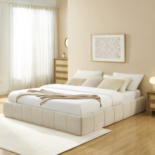 Romeo - Lit coffre en tissu chenille 180x200cm