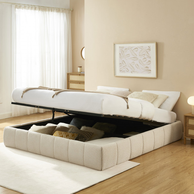 Romeo - Lit coffre en tissu chenille 180x200cm