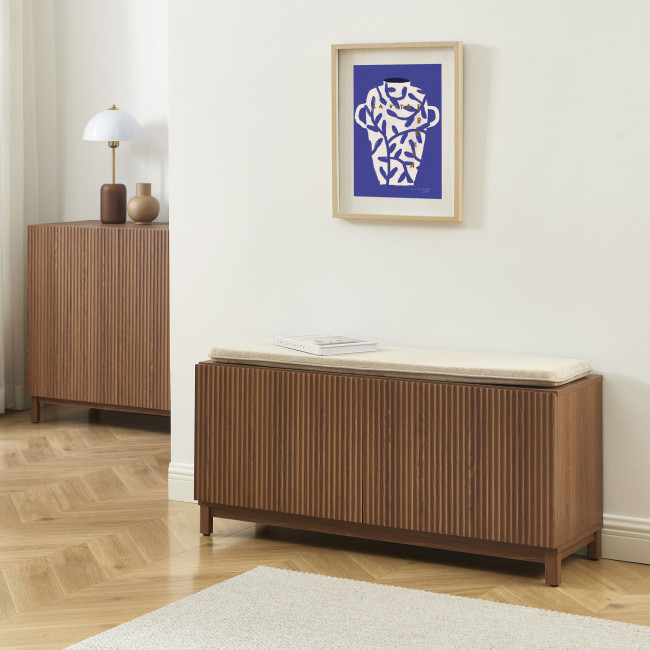 Belly - Banc d'entrée avec rangement à chaussures en bois L112cm